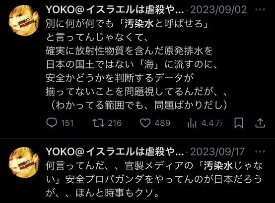 希釈した安全な処理水を海洋放出します→「汚染水ガー！汚染水ガー！汚染水ガー」【HotTweets】