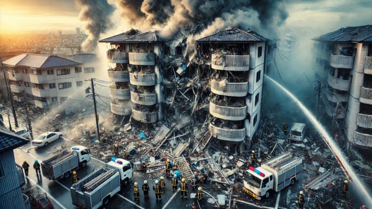 【瞬間映像】川口の爆発したマンションの部屋お前らの想像10倍くらい吹き飛んでる